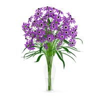 Purple Flowers in Glass Vase