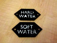 Signs to label hard and soft water taps by charliearmorycom