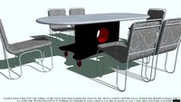 TABLE & CHAIRS 6 GREY TEXTURE CUSHIONS ST ST TOP BY JOHN A WEICK RA