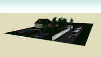 House with Street, Swimming-Pool and Basketball-place