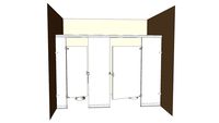 HPL Toilet Partitions - Two Stall Wall-to-Wall Installation w/ HC Unit