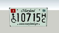 Maryland Disabled Person License Plate