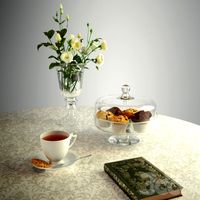 Чашка чая и букет