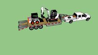 Ford F- 250 Flat Bed With Bobcat Skidder and backhoe On Goosenneck