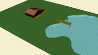 Log Cabin with Pond