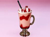 Classic Strawberry Milkshake with Chantilly and Cherry