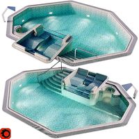 Swimming pool with spa area hydromassage and waterfall