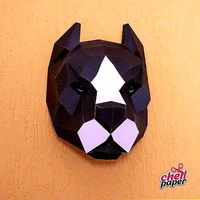 3D Papercraft Pitbull Head