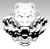 Roar Monkey Ring with chain | 3D