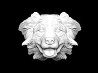 Australian shepherd bas relief for medaillon or pendant | 3D