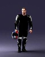 Biker in motorcycle gear and helmet 0086 3D Print Ready | 3D