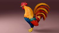Low Poly Rooster Rigged with Animation