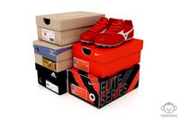 Paper shoe box with soccer football boot