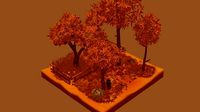 Autumn Tree and Grass Set
