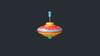 Red and Yellow Spinning Top - Vintage Toy