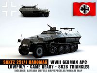Low Poly Sdkfz 251 Hanomag armored car