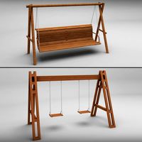 Garden wooden swings pack3d model