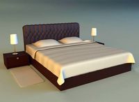 Bed with a leather base