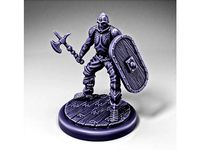 Skeleton - Infantry - Battle Axe + Elliptical Shield - Ready Pose + Wooden Base by DungeonWardenMiniatures