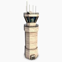 Low poly airbase control tower3d model