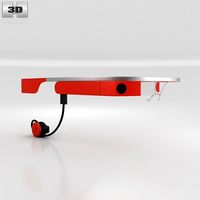 Google Glass with Mono Earbud Tangerine3d model