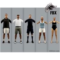 ATHLETE (SPORTS)- 5 RIGGED 3D FBX MODELS (MeSpFBX002a)
