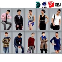 10 High Quality Still 3D Humans / Asian People - MeMsS006HD2 - AXYZ Design Ready-Posed Model Pack