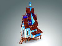Low Poly Stylized Wooden House3d model