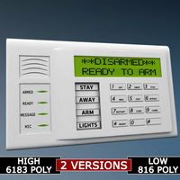 Alarm system keypad low poly3d model