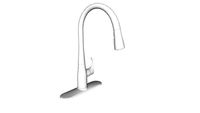 K-596 Simplice(R) single-hole or three-hole kitchen sink faucet with 16-5/8' pull-down spout, DockNetik(R) magnetic docking system, and a 3-function sprayhead featuring Sweep(R) spray