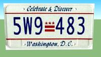 1991 Washington, D.C. License plate - 5W9 483