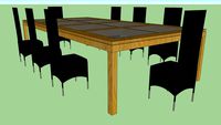 Ensemble chaise en rotin et table
