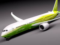 Boeing 787 Dreamliner Green Lemon 3D Model