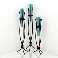 Floor vases with hand painted glass