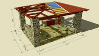 Roofed barbeque