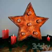STAR WITH LAMPS OF WOOD
