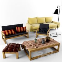 A set of furniture and decor