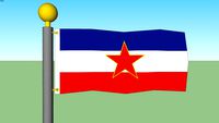 Yugoslavia Flag with Flagpole