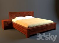 Bed with a fluorescent pedestal