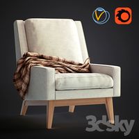 Faceted Wood Frame Armchair