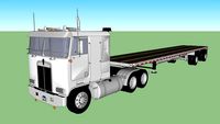1986 Kenworth K-100 Cabover with flatbed trailer