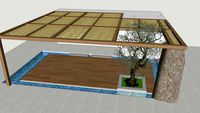 Wood Pergola ( reed and rock) and pool deck