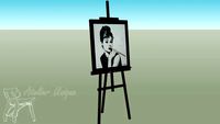 Audrey Hepburn painting on easel