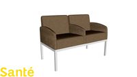Longarina Tortue base aço 2 lugares - Para hospital, clinica - Sala espera/ recepção/ moderna