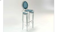 TABOURET SIXTEEN BLEU PASTEL CONTOUR BLANC Acrila Furniture