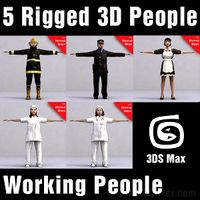 WORKING PEOPLE- 5 RIGGED 3D MODELS (MeWoCS001b)