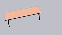 BANC ANNIE 130X37CM H45CM CORAIL PIEDS NOIRS - LES GAMBETTES