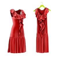 Women's Red Ruffled Dress - 3D Model