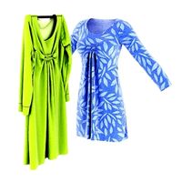 Women's Long Sleeve Front Gathered Dress