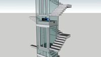Escaleras Prefabricadas con ascensor monofasico y paredes de Cristal